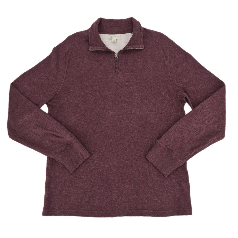 J. Crew Men's 1/4 Zip Pullover Sweater Burgundy Long Sleeve Casual Size L